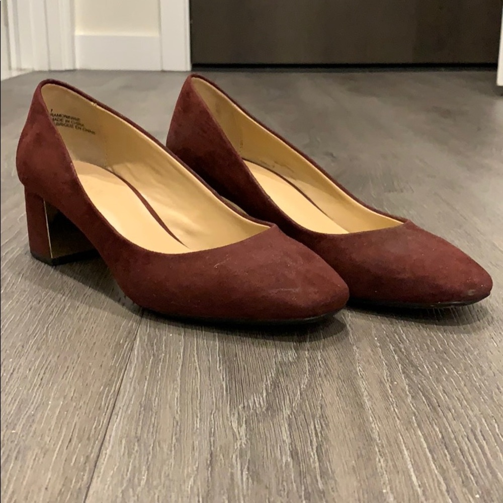 Maroon suede heels